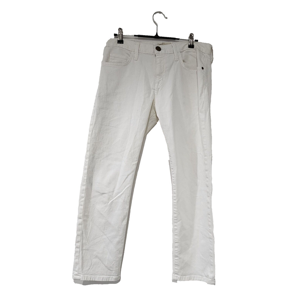 Current/Elliott Womens Size 26 White Denim Straight Leg Flat Front Cotton‎ Jeans